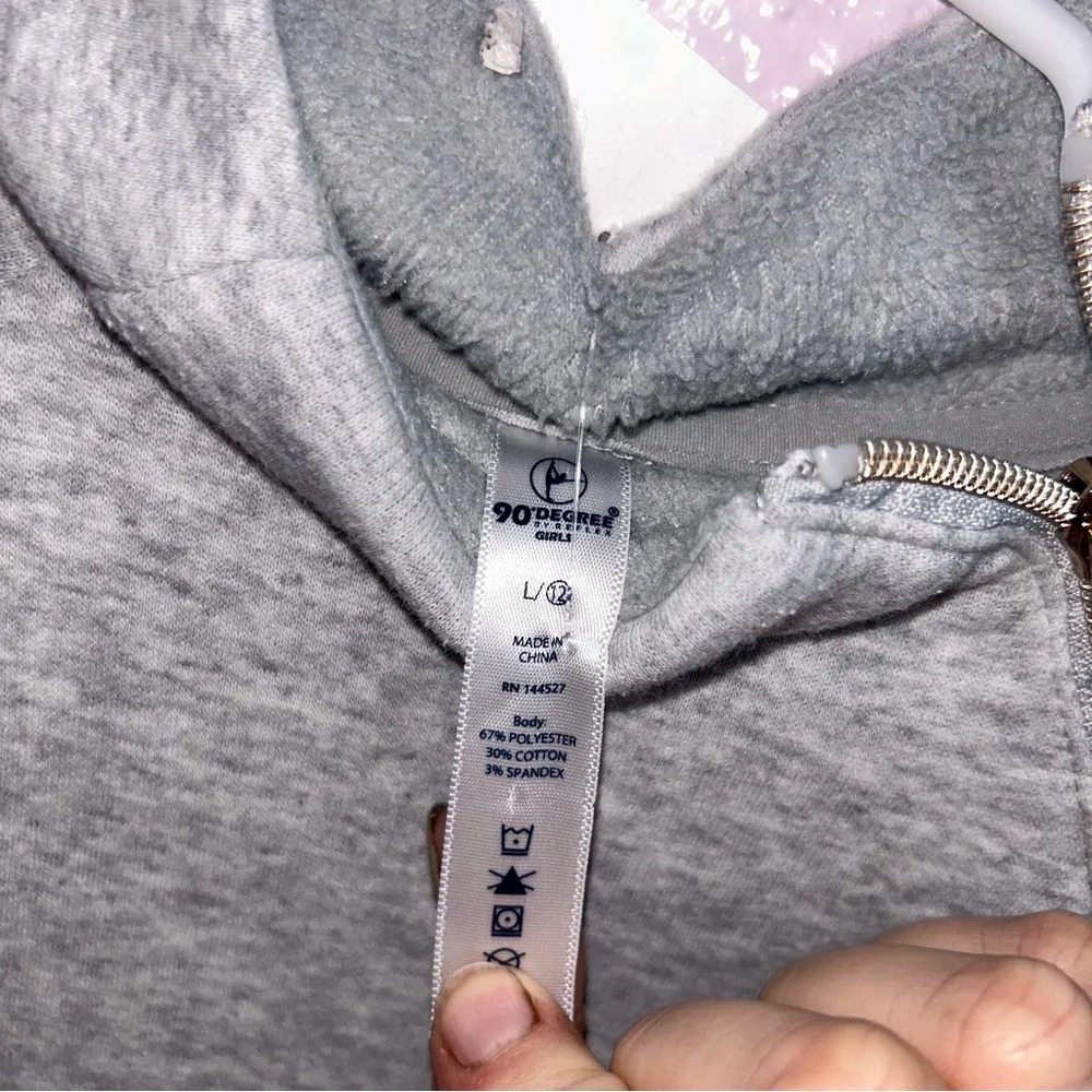 90 Degrees by Reflex Gray Girls 12 Sweatshirt